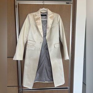 DSQUARED2 Cream Satin-Lapel Women's Long Blazer